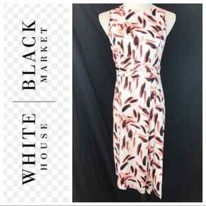 WHBM White Tan Brown Print Sleeveless Fitted Dress